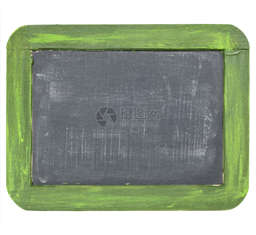 空白黑板白色木头乡村框架粉笔绿色石板图片