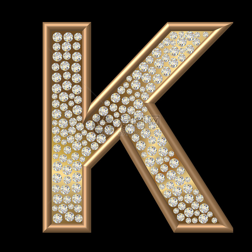 钻石特性K水晶金子珠宝金属字母宝石反射图片