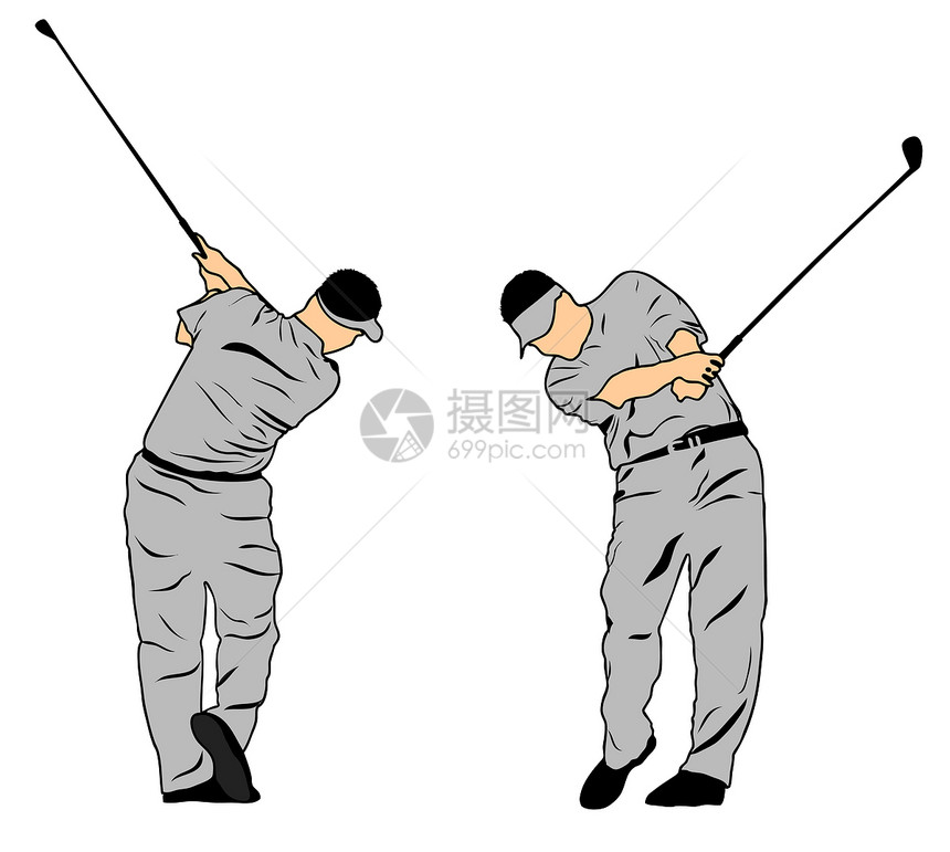 高尔夫波动木头程式化球座插图高尔夫球运动俱乐部绘画图片