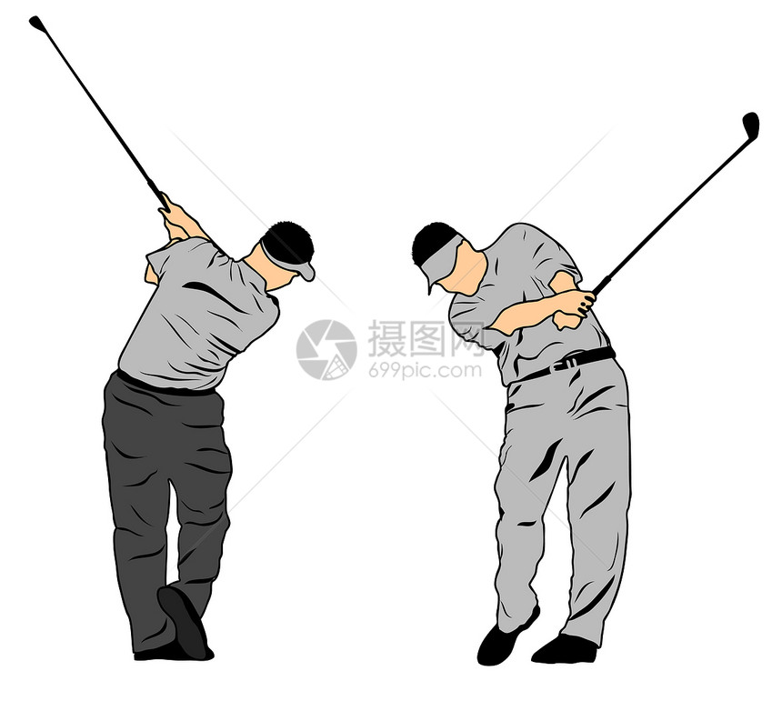 高尔夫波动程式化木头球座插图绘画运动俱乐部高尔夫球图片