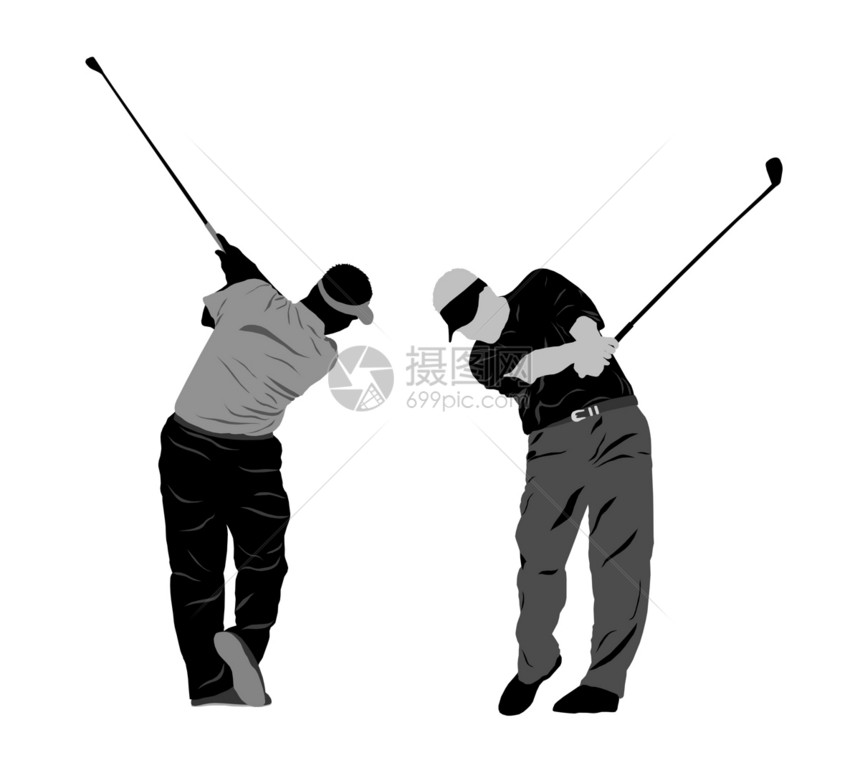高尔夫波动球座俱乐部运动木头插图程式化高尔夫球绘画图片