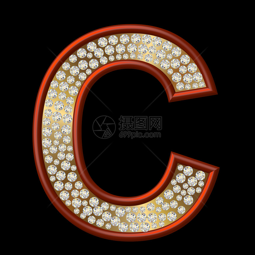 钻石特性C反射金子字母金属水晶珠宝宝石图片
