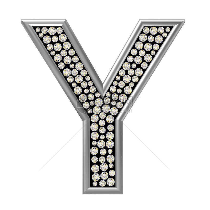 钻石字符Y字母金属宝石水晶珠宝反射图片