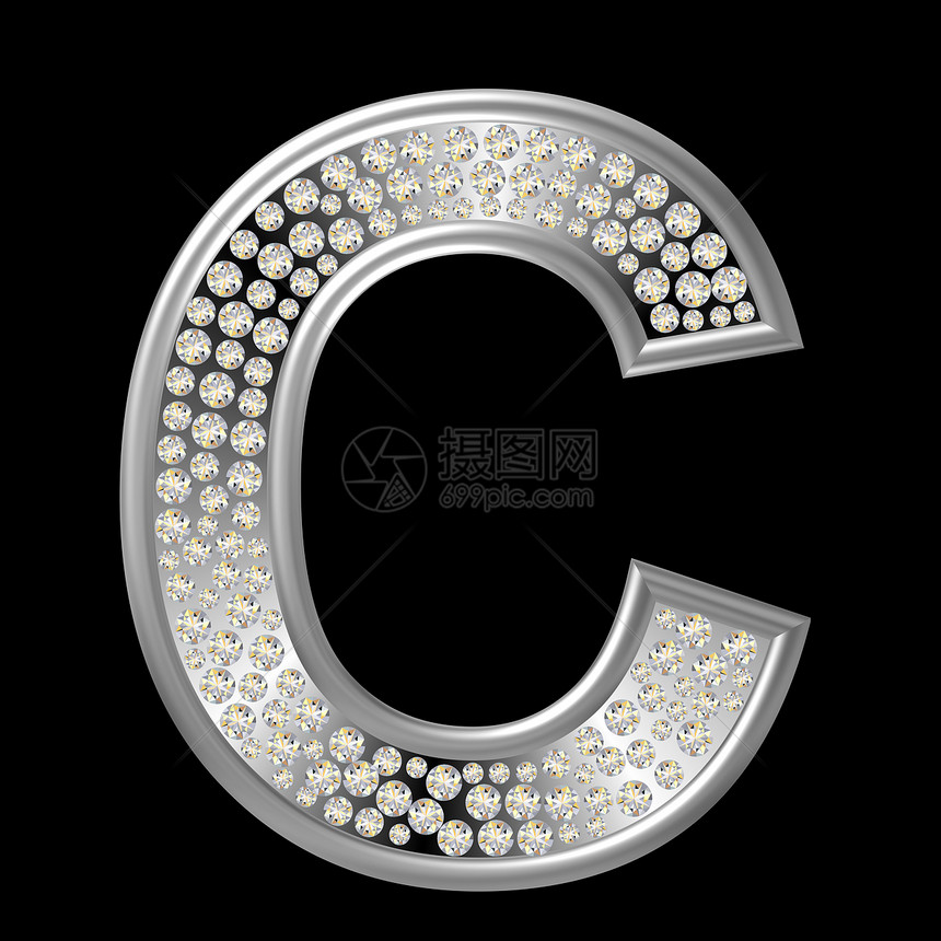 钻石特性C珠宝水晶字母宝石金属反射图片