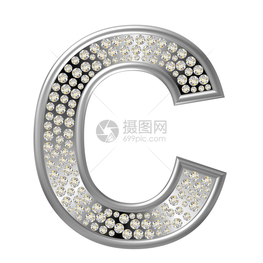 钻石特性C水晶反射字母珠宝金属宝石图片
