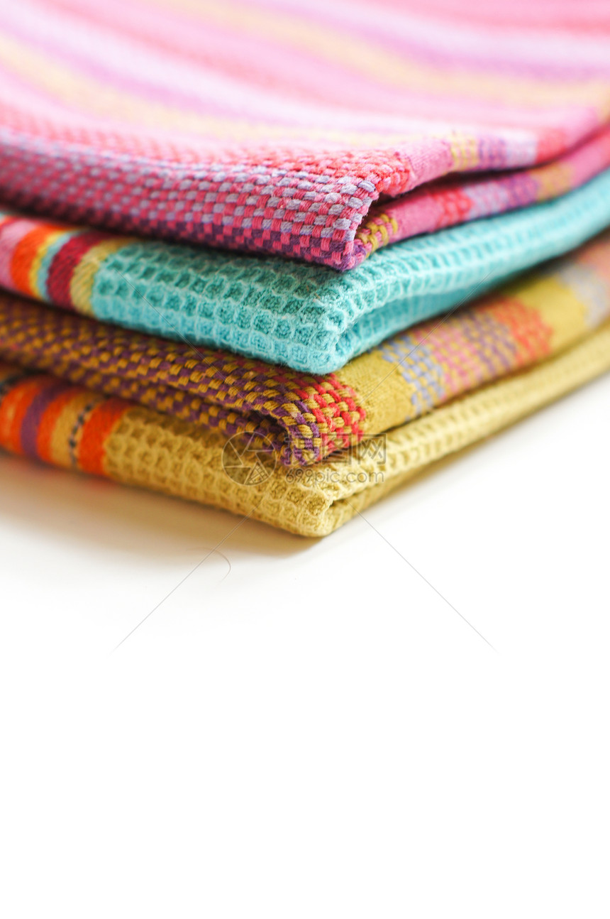 厨房毛巾条纹亚麻房子纺织品样本白色生活床单绿色餐巾纸图片