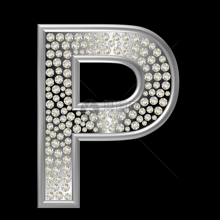 钻石特性P反射字母金属水晶珠宝宝石图片