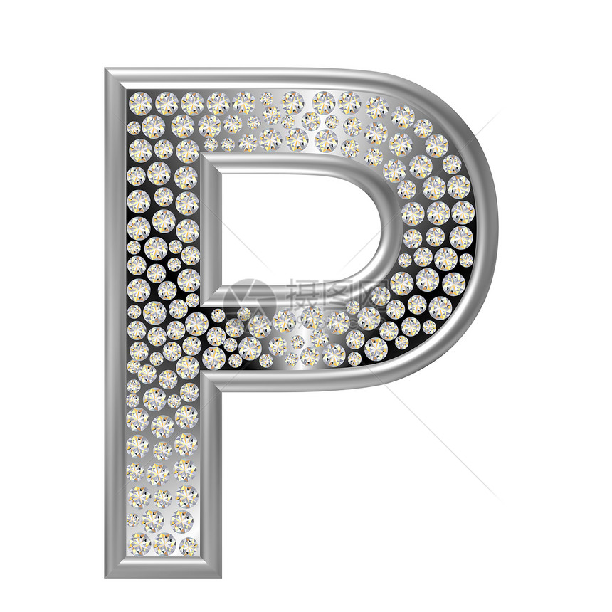 钻石特性P字母宝石金属珠宝水晶反射图片