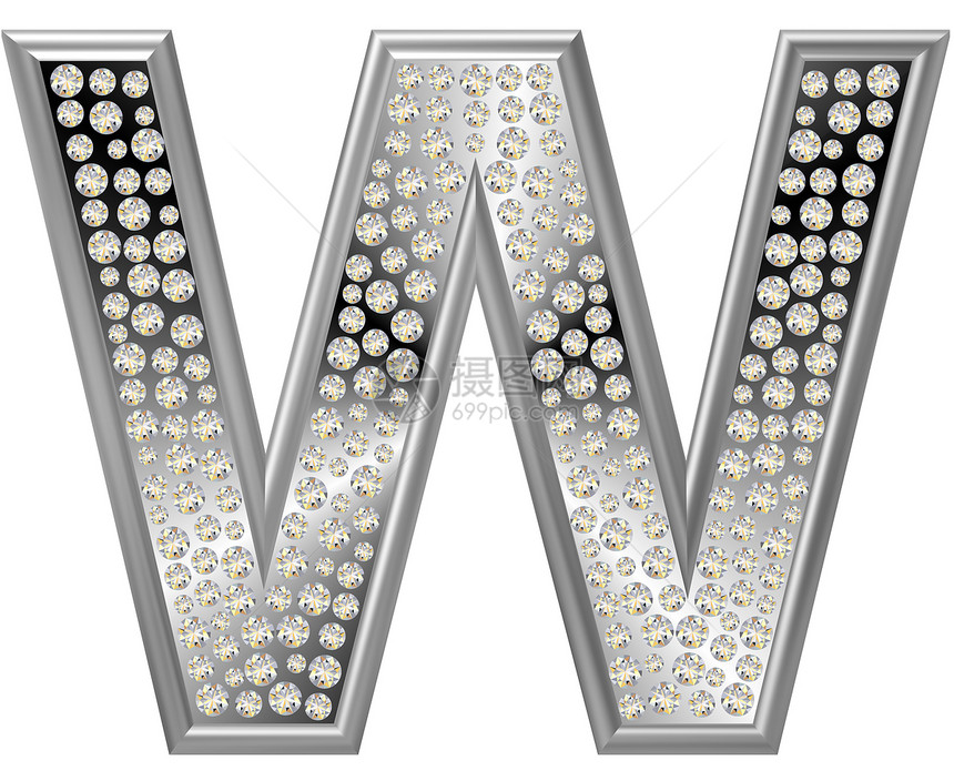 钻石特性 W珠宝字母宝石金属反射水晶图片