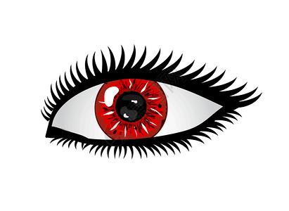人眼眼睛纤毛瞳孔睫毛镜片鸢尾花红色背景图片