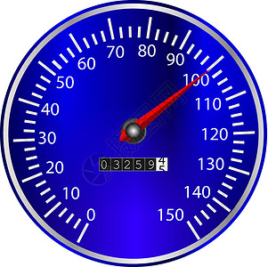 4公里时速计蓝色车速指针小时卡车速度指标转速表插画