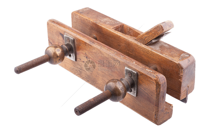 旧木制旧合木器金属作坊木工古董刨床工具工艺木匠木头雕刻图片