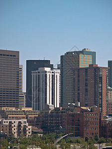 科罗拉多州丹佛建筑学市中心摩天大楼建筑物城市背景图片