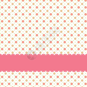粉色圆点点边框粉色花朵 Polka点无缝模式插画