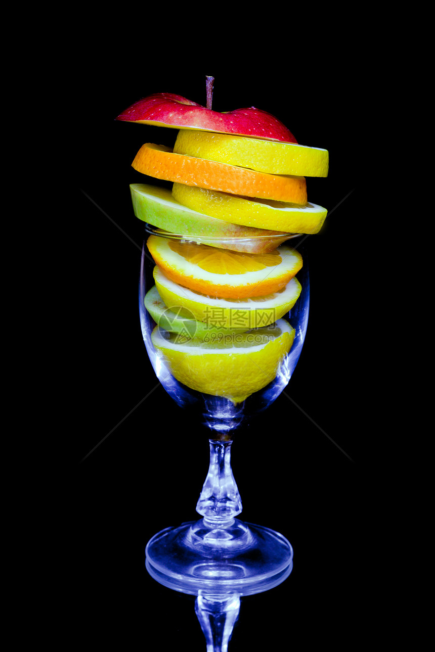 水果鸡尾酒健康作品黑色维生素营养背景玻璃工作室饮食镜面图片