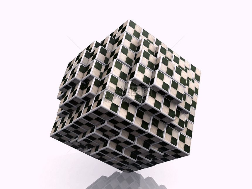 立方体游戏鱼骨插图正方形组装技术反射想像力边缘尺寸闲暇图片