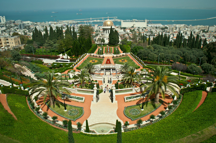 以色列海法巴哈花园避难所假期公园纪念碑寺庙植物命令爬坡升华旅游图片