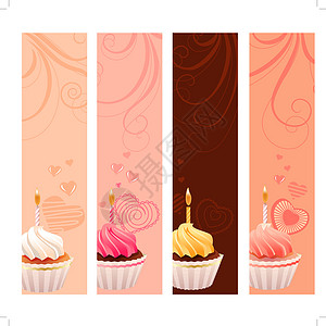 甜甜维夫饼干带甜甜小蛋糕的横幅插画