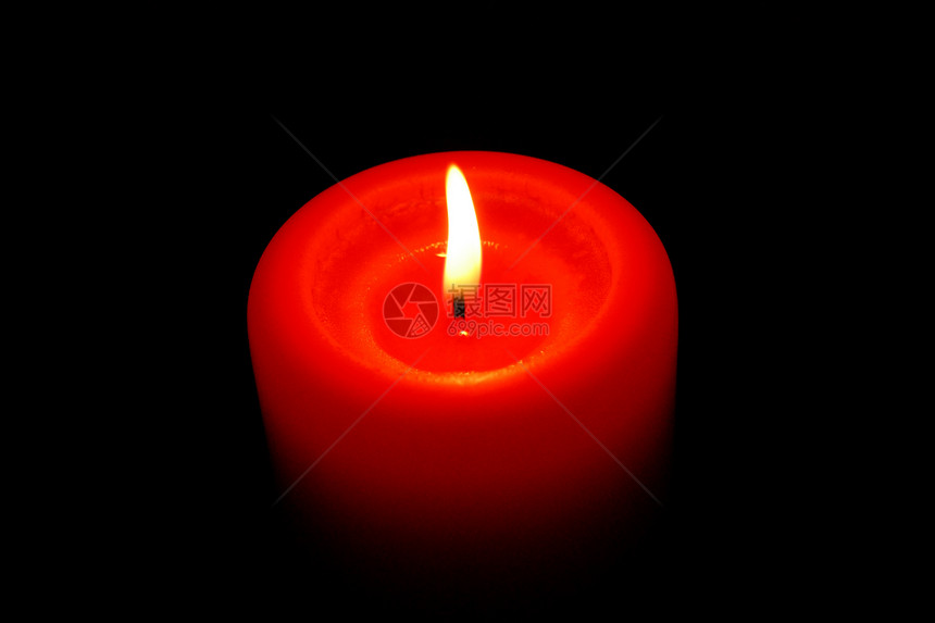 红蜡烛温暖红色橙子火焰宏观黑色纪念黄色硬脂图片