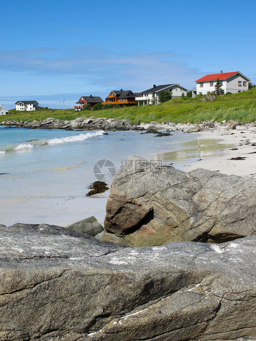 挪威海滩海湾风景休闲远足旅行农村爬坡晴天旅游海岸图片