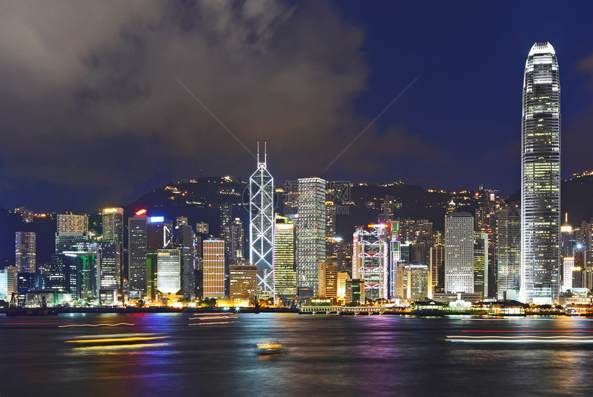 香港晚上的天线景观天空假期商业市中心办公室城市码头旅游场景图片