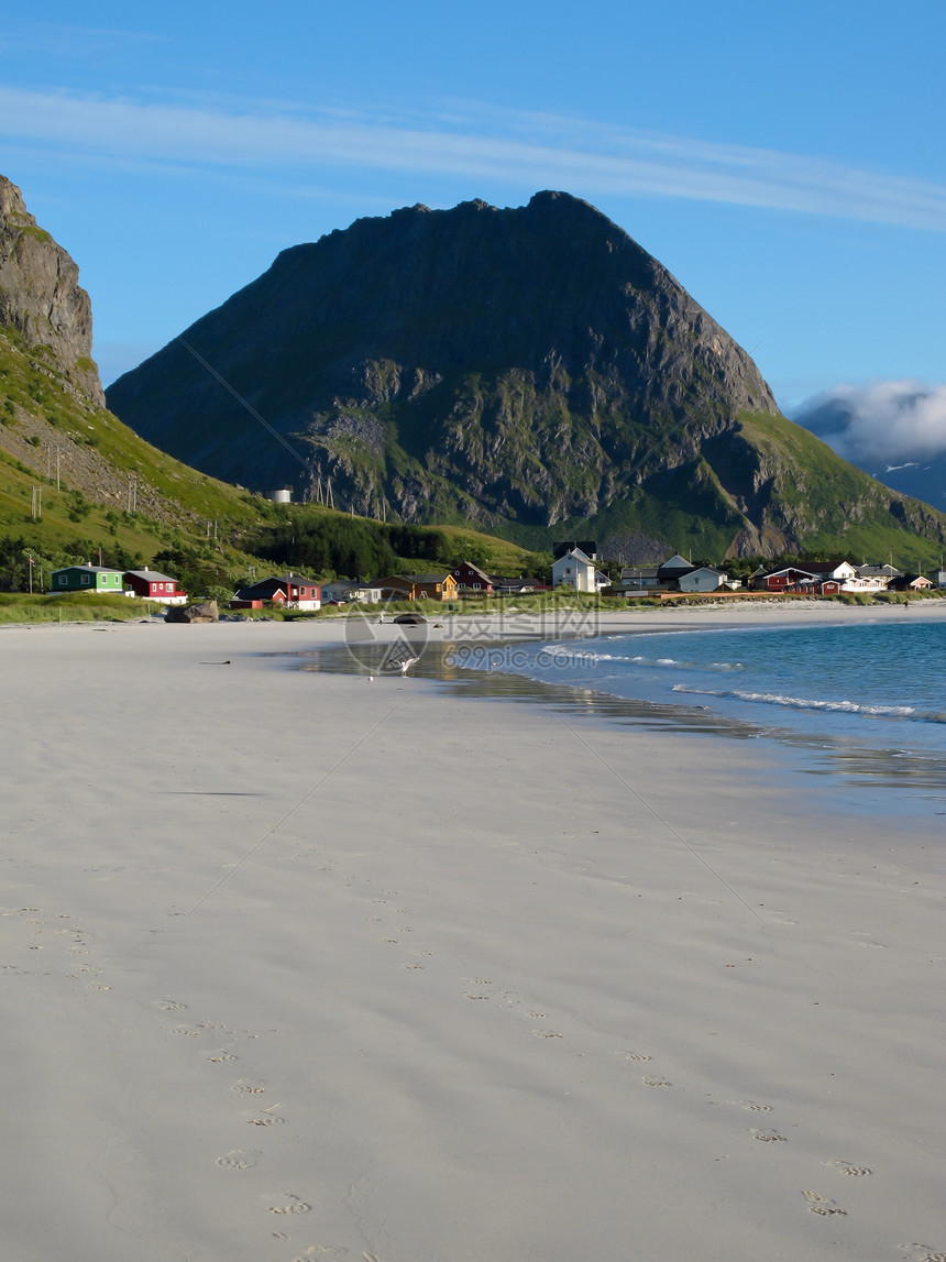 挪威海滩旅行岩石晴天休闲太阳峡湾农村海岸自由爬坡图片