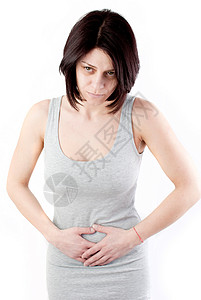 胃疼痛疼痛手指月经女士白色子宫灰色压力按摩卵巢背景图片