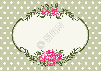 古代玫瑰绿色框架墙纸粉色树叶插图漩涡装饰品椭圆形风格装饰植物背景图片