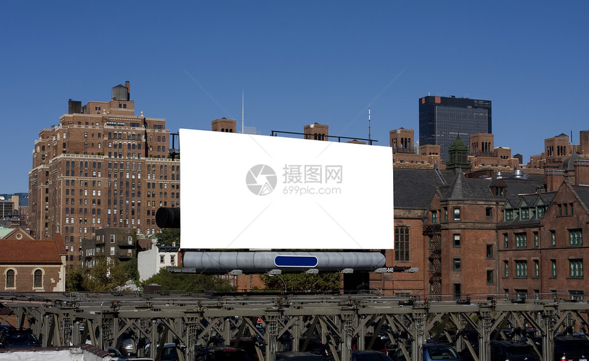 nyc 空白广告牌城市生活蓝色标语外观营销白色结构城市广告建筑图片