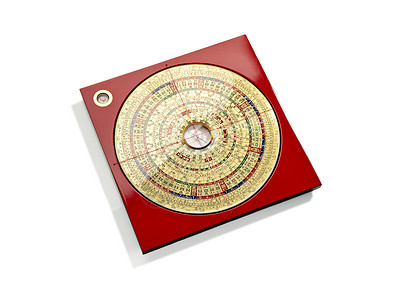 易經中国风水罗盘测量运气金子文化圆圈红色背景