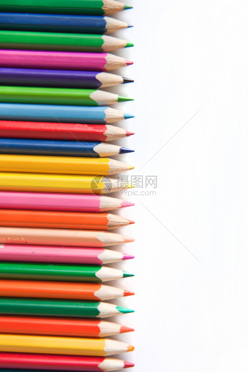 铅笔彩虹粉色蜡笔宏观乐器黄色橙子绿色工具团体图片