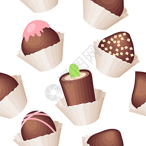 无缝模式 巧克力糖味生日餐厅咖啡店食物配料盘子装饰马赛克蛋糕夹子背景图片