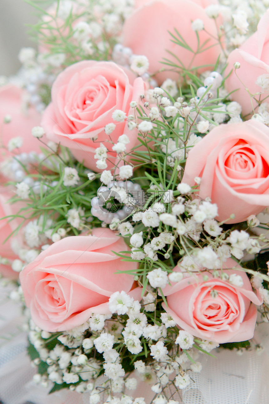 婚礼花束新娘订婚面纱金子柔软度庆典花朵女性白色粉色图片