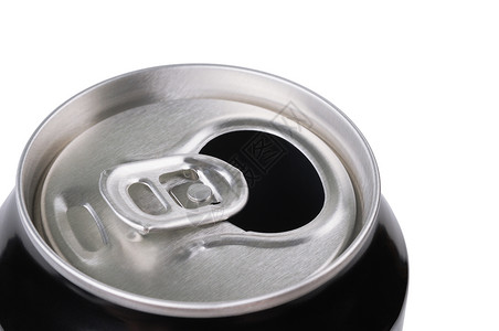 开放铝罐用于软饮料或啤酒酒精液体果汁金属回收戒指罐装苏打饮料宏观背景图片