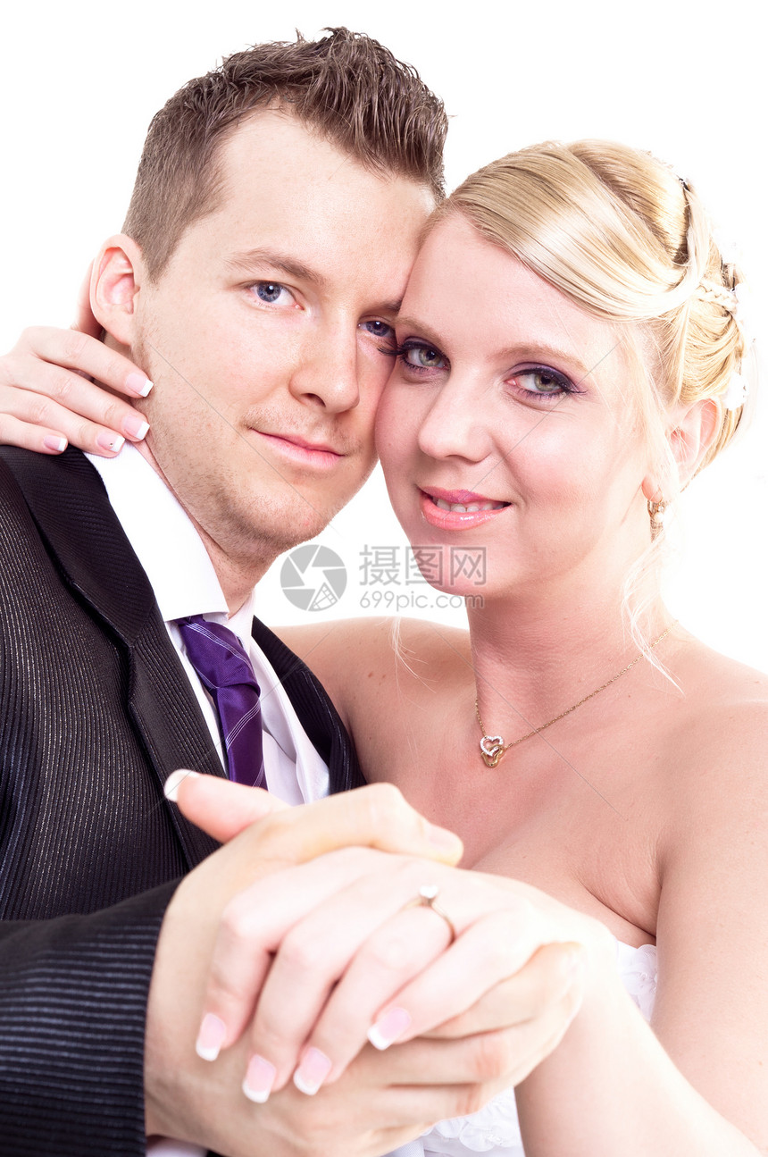 新娘和新郎手牵手庆典男人指甲婚姻花束伙伴丈夫钻石仪式接待图片