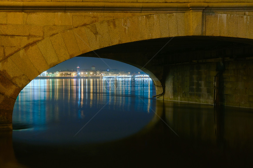 俄罗斯圣彼得堡 夜景城市照明历史性旅行文化旅游博物馆建筑延髓地标图片