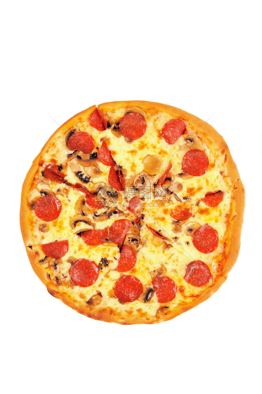 披萨加辣椒火腿垃圾午餐食物香肠美食脆皮国际小吃面团图片