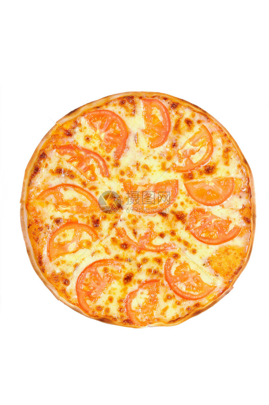 蔬菜比萨配奶酪和西红柿硬皮食物红色小吃美食垃圾晚餐浇头图片