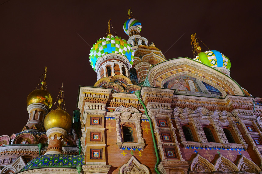 俄罗斯 圣彼得堡 东正教会寺庙历史性建筑圆顶历史宗教基督徒教会旅游壁画图片