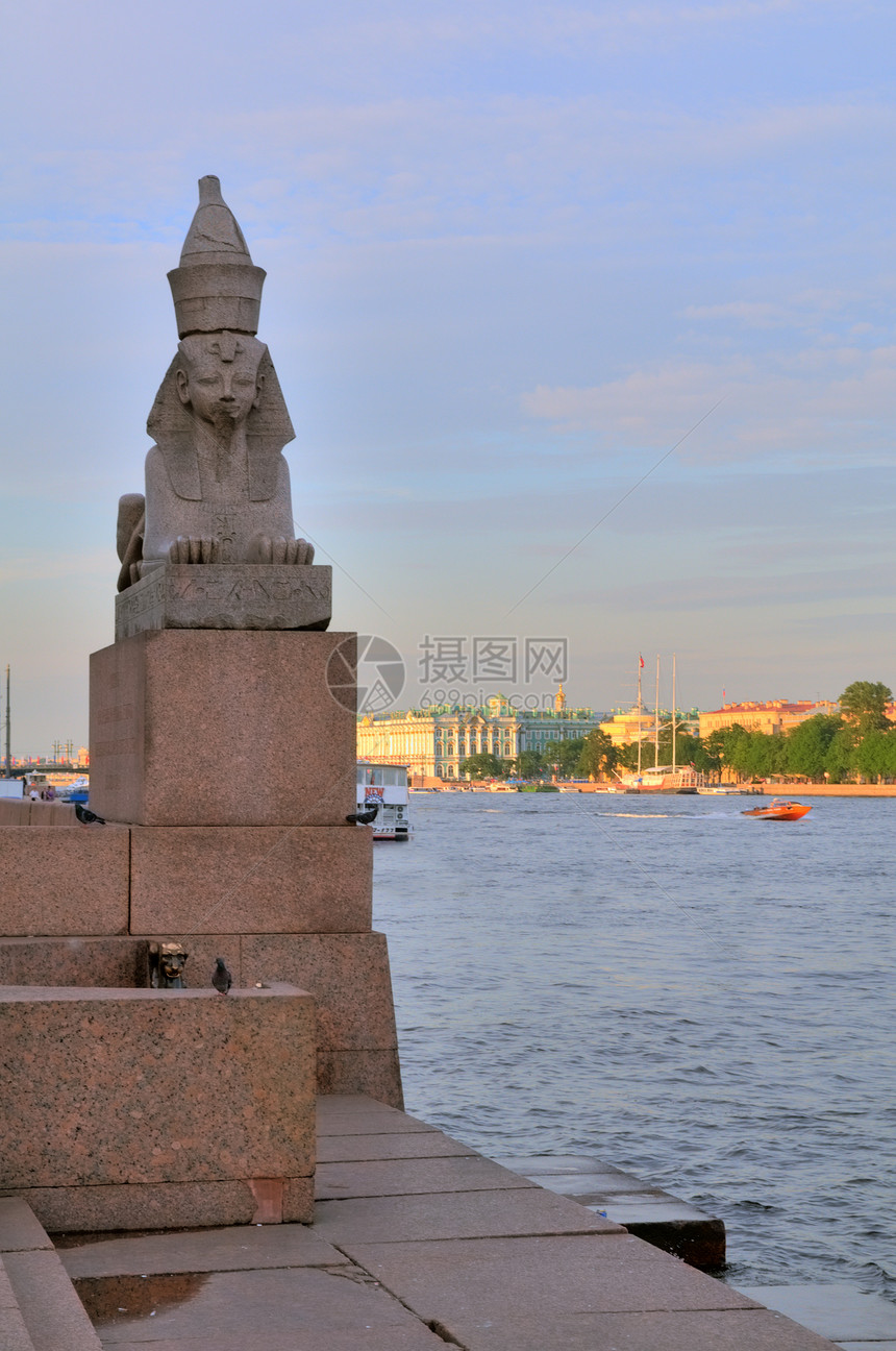 俄罗斯 圣彼得堡 花岗岩斯芬克斯历史狮身法劳人面象形纺纱雕像狮子纪念碑警卫图片