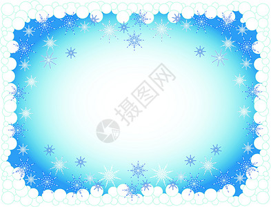 白色圣诞背景冬季背景蓝色装饰品晴天雪花白色插画