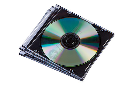 将CD光盘放在一个孤立的盒子里背景图片
