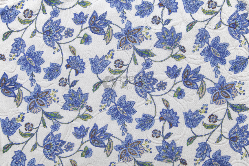 带有花花型的制造业水平蓝色材料植物花朵白色装饰品服装衣服树叶图片
