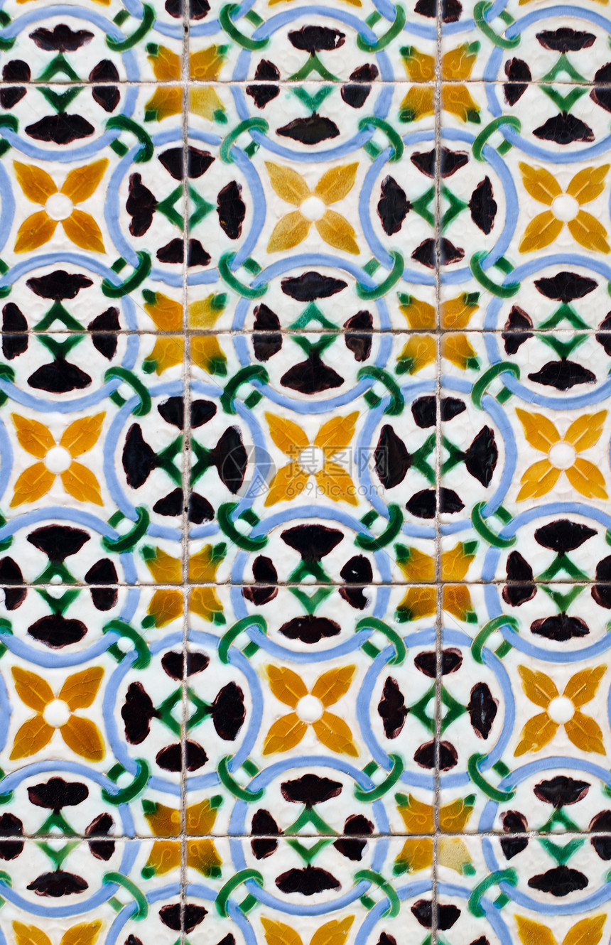复古西班牙瓷砖釉面墙纸陶器陶瓷几何艺术材料马赛克艺术品图片