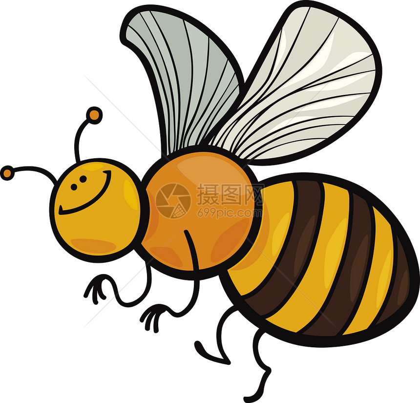 卡通蜂蜜蜂插图翅膀艺术卡通片漏洞漫画快乐绘画微笑昆虫图片