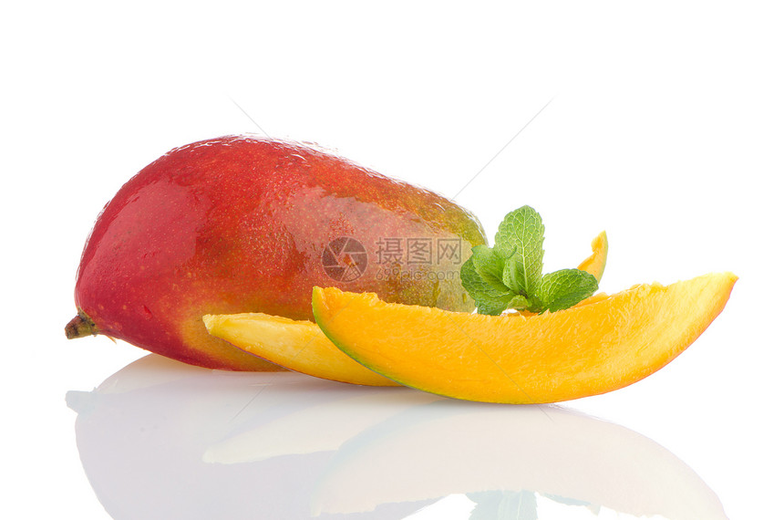 芒果水果小吃异国甜点饮食绿色植物美食红色热带黄色图片