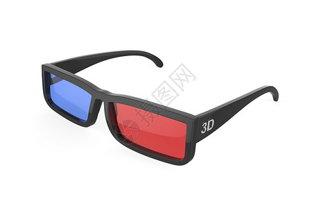 3D浮雕3D杯眼镜浮雕眼睛电影红色框架塑料蓝色立体声光学玻璃背景