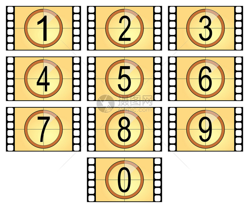 以旧样式隔离的编号胶片图片