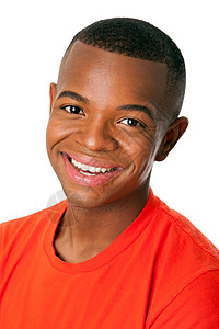 幸福快乐红色青少年男性白色微笑男人黑色橙子背景图片