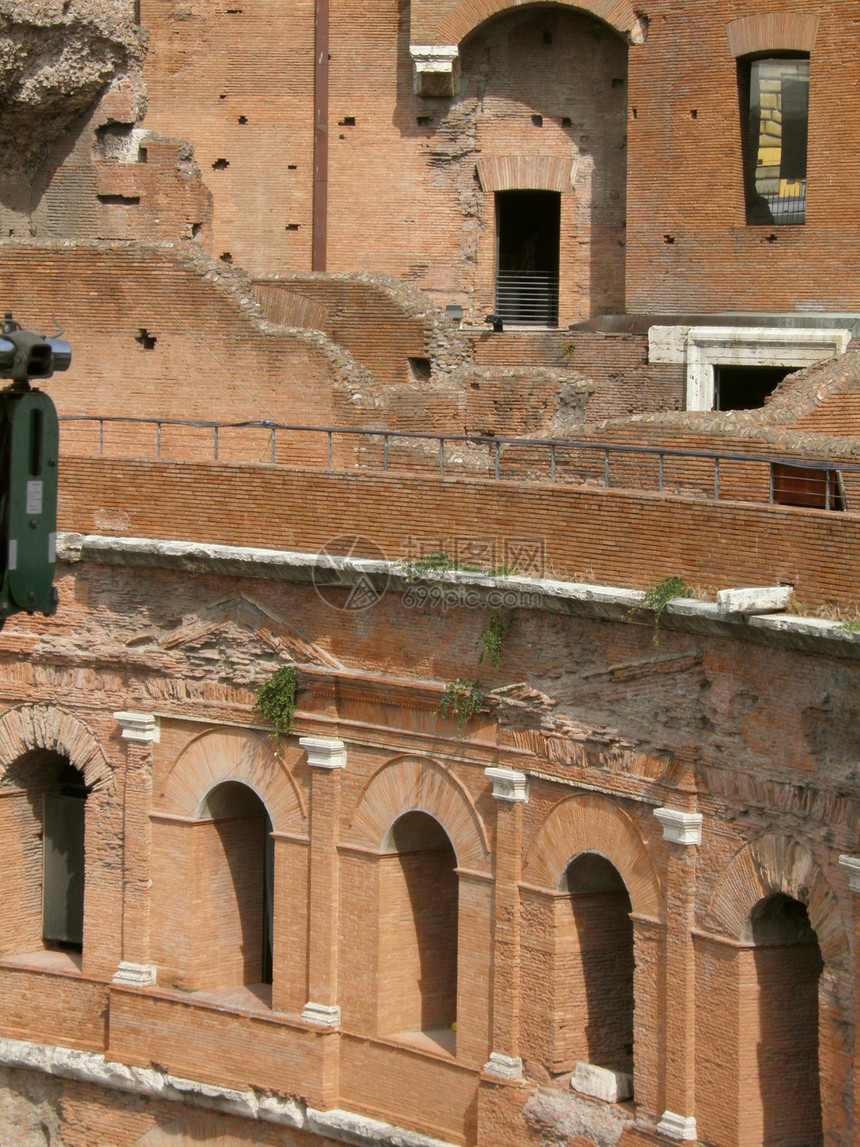 Trajan在罗马的论坛和市场遗产旅游吸引力地标文明红色建造皇帝帝国建筑图片